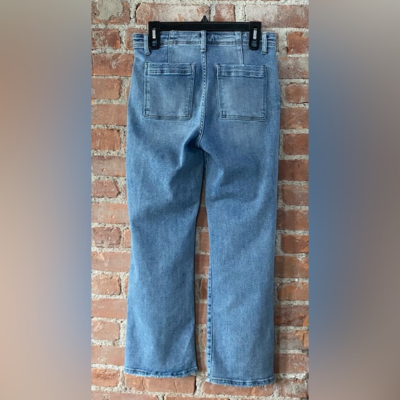 RISEN High Waisted Wide Legs Stylish Blue Denim Jeans w/ Front Pockets, Zipper - Picture 2 of 11
